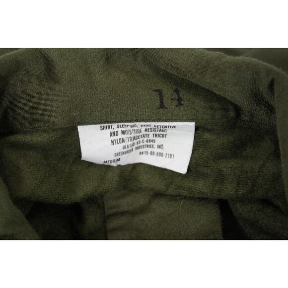 Vintage 80s Military Issue Green Heat Retentive Sleeping Polo Shirt Mens M - Picture 4 of 4